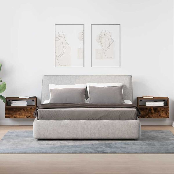 vidaXL Wand-Nachttische 2 Stk. Räuchereiche 45x26x28,5 cm