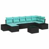vidaXL Garten-Sofa-Set 7 stk. Schwarz und T&uuml;rkis Poly-Rattan