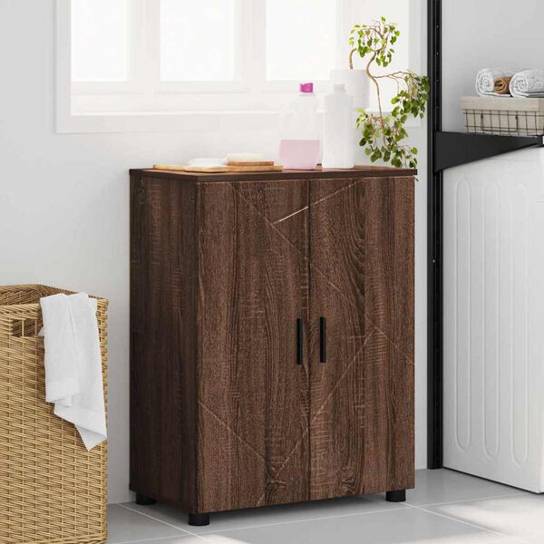 vidaXL Badezimmerschrank mit T&uuml;r Braun Eichen-Optik 60 x 35 x 80 cm