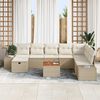 vidaXL Garten-Sofa-Set mit Kissen mit Speicher 9 pcs Beige Poly Rattan
