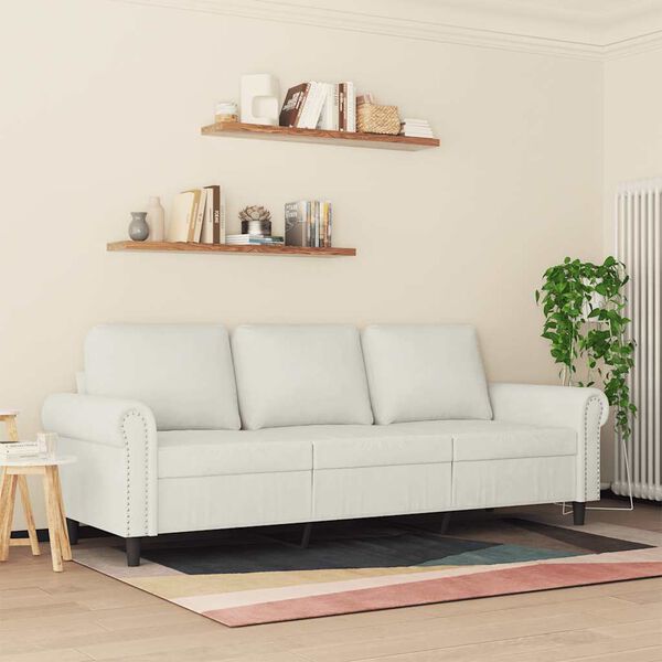 vidaXL 3-Sitzer-Sofa Creme 180 cm Samt