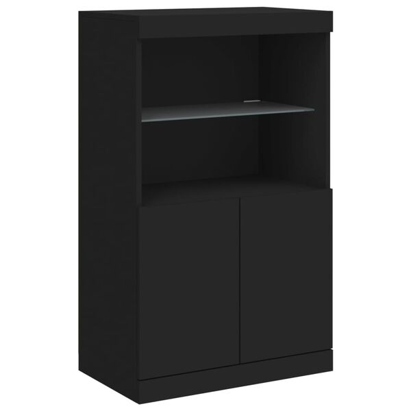vidaXL Sideboard mit LED-Leuchten Schwarz 60,5x37x100 cm