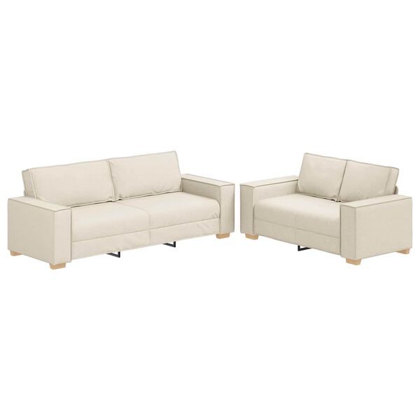 vidaXL Sofa 2 pcs Beige 220 x 80 x 84 cm Leinenmischgewebe