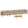 vidaXL Sofa Set mit Kissen Uni 5 pcs Taupe Massivholz Akazie