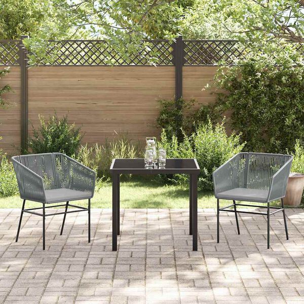 vidaXL Garten Essgruppe 3 pcs Grau Pulverbeschichteter Stahl