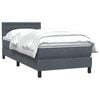 vidaXL Boxspringbett mit Matratze Dunkelgrau 80x210 cm Samt