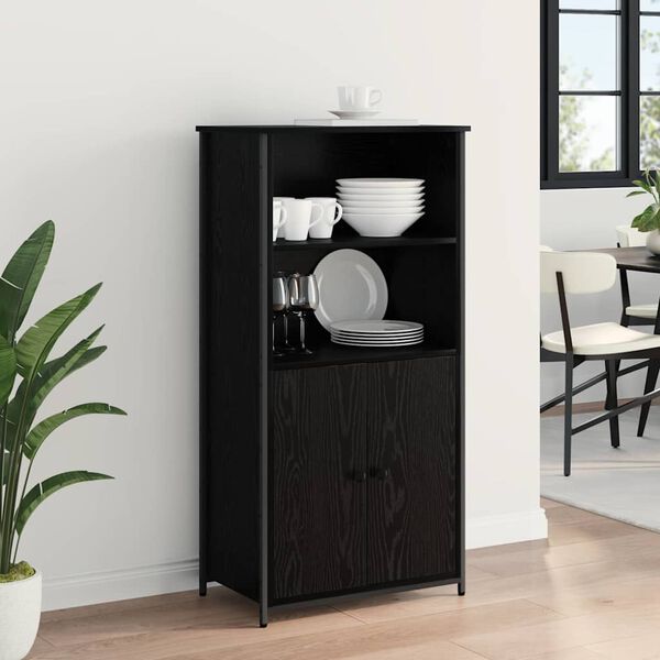 vidaXL Highboard Schwarz Eichen-Optik 62 x 36 x 121,5 cm Holzwerkstoff