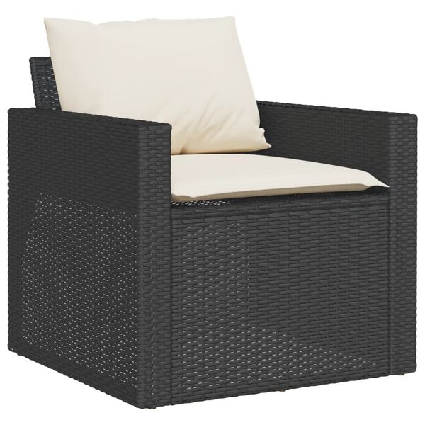 vidaXL 6-tlg. Garten-Sofagarnitur mit Kissen Schwarz Poly Rattan