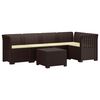 vidaXL 5-Sitzer Gartensofa mit Kissen Rattan-Look PP Braun