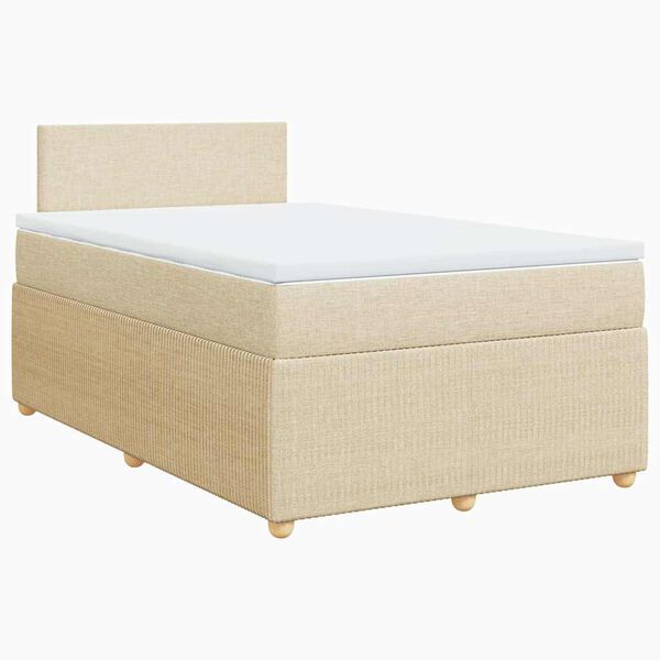 vidaXL Boxspringbett mit Matratze Creme 120x190 cm Stoff