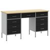vidaXL Werkbank mit Speicher 3 stk. Schwarz Ingenieure Holz und Stahl
