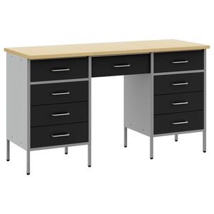 vidaXL Werkbank mit Speicher 3 stk. Schwarz Ingenieure Holz und Stahl