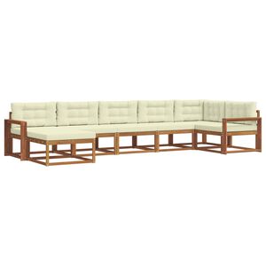 vidaXL Outdoor-Sofagarnitur mit Kissen 7 pcs Natur und Creme