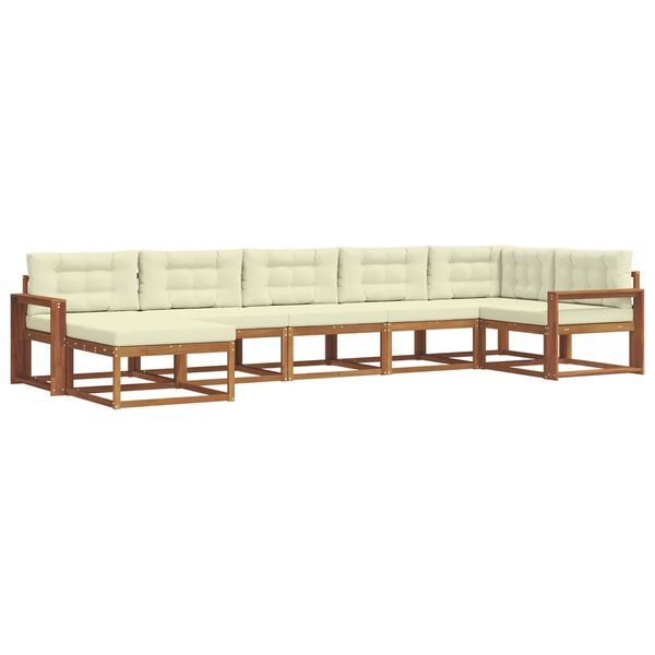 vidaXL Outdoor-Sofagarnitur mit Kissen 7 pcs Natur und Creme