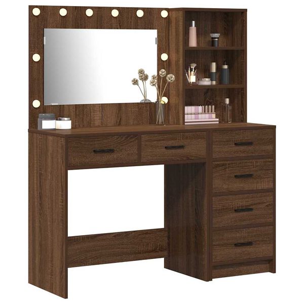 vidaXL Schminktisch mit Regal Braun 78,5 x 41 x 135 cm Holzwerkstoff