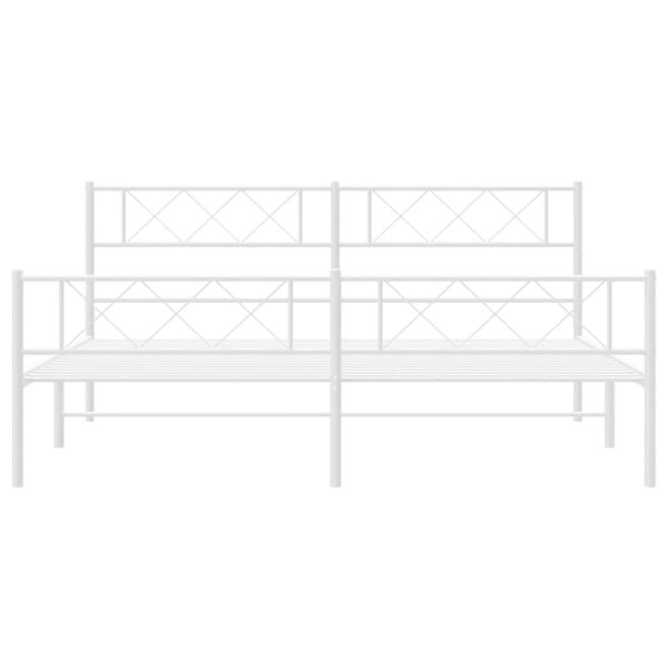 vidaXL Bettgestell mit Kopf- und Fußteil Metall Weiß 183x213 cm