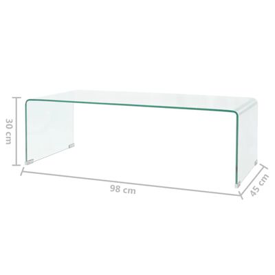 vidaXL Couchtisch aus gehärtetem Glas 98x45x30 cm Transparent