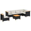 vidaXL 7-tlg. Garten-Sofagarnitur mit Kissen Schwarz Poly Rattan
