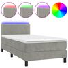 vidaXL Boxspringbett mit Matratze & LED Hellgrau 80x200 cm Samt