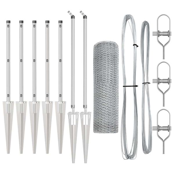 vidaXL Zaunpfosten Silber 10 x 0,6 m (13 mm Maschen) Stahl