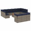vidaXL 14-tlg. Garten-Sofagarnitur mit Kissen Grau Poly Rattan