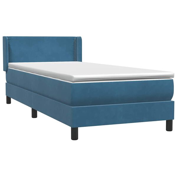 vidaXL Boxspringbett mit Matratze Dunkelblau 90x210 cm Samt