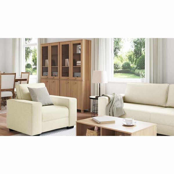 vidaXL Sofa 3 pcs Beige Leinenmischgewebe