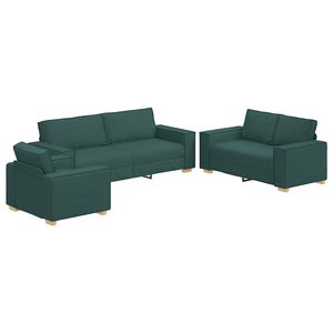 vidaXL Sofa 3 stk. Dunkelgr&uuml;n Leinenmischgewebe