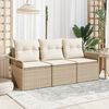 vidaXL Garten-Sofa-Set mit Kissen mit Speicher 3 pcs Beige Poly Rattan