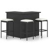vidaXL 4-tlg. Gartenbar-Set mit Kissen Poly Rattan Schwarz