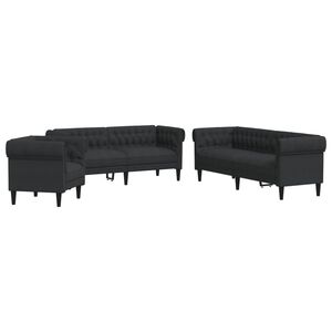vidaXL 3-tlg. Sofagarnitur Schwarz Stoff