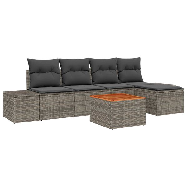 vidaXL Gartensofa-set mit Speicher 6 pcs Grau Poly-Rattan