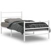 vidaXL Bettgestell mit Kopf- und Fu&szlig;teil Metall Wei&szlig; 100x190 cm