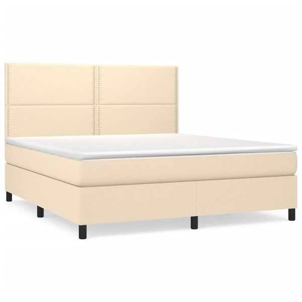 vidaXL Boxspringbett mit Matratze Creme 180x200 cm Stoff