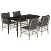 vidaXL 5-tlg. Garten-Essgruppe mit Kissen Hellgrau Poly Rattan