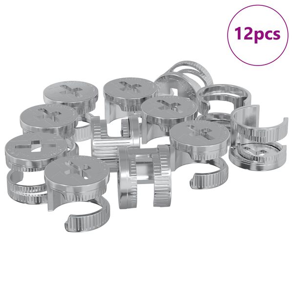 vidaXL Zapfenschloss-Muttern 12 pcs Silber 12 x 10 mm Metall