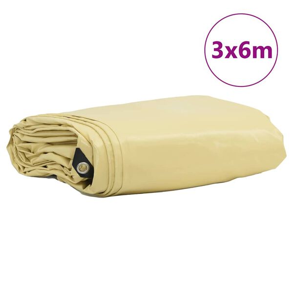 vidaXL Plane 650g / m&sup2; Beige 3 x 6 m Canvas mit PVC-Beschichtung