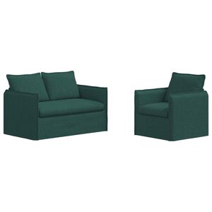 vidaXL Sofa Set 2 stk. Dunkelgr&uuml;n Stoff