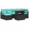 vidaXL Gartensofa-set 7 Stk. Schwarz und T&uuml;rkis Poly-Rattan