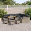 vidaXL Garten-Sofa-Set mit Kissen 13 pcs Grau Poly Rattan