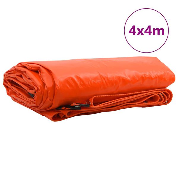 vidaXL Plane 650g / m&sup2; Orange 4 x 4 m Canvas mit PVC-Beschichtung