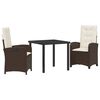 vidaXL Garten Essgruppe 3 Stk. Braun Poly-Rattan