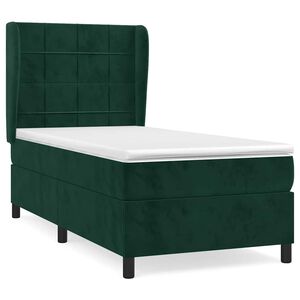 vidaXL Boxspringbett mit Matratze Dunkelgr&uuml;n 80x200 cm Samt