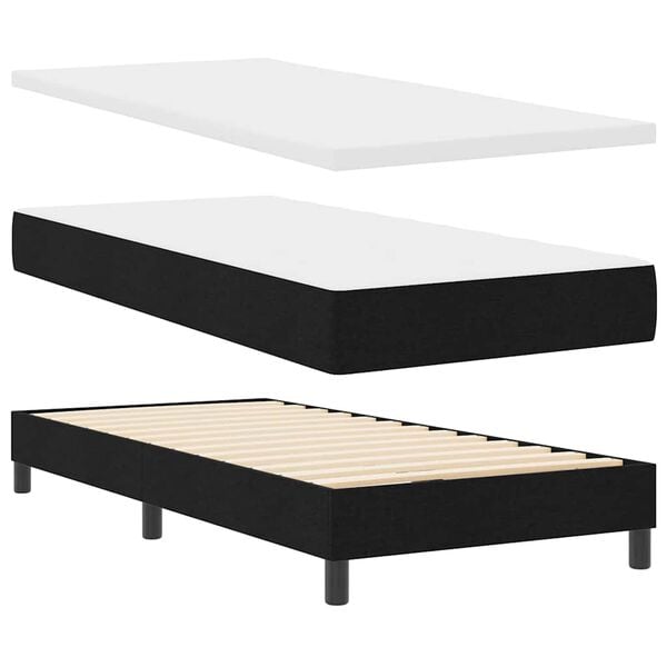 vidaXL Boxspringbett mit Matratze Schwarz 80 x 200 cm Stoff