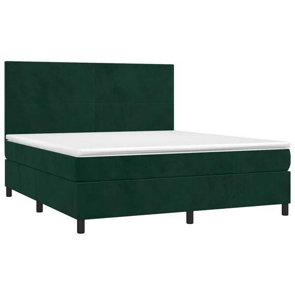 vidaXL Boxspringbett mit Matratze Dunkelgr&uuml;n 180x200 cm Samt