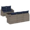 vidaXL Sofa Set mit Kissen 6 pcs Grau und Marineblau Poly-Rattan