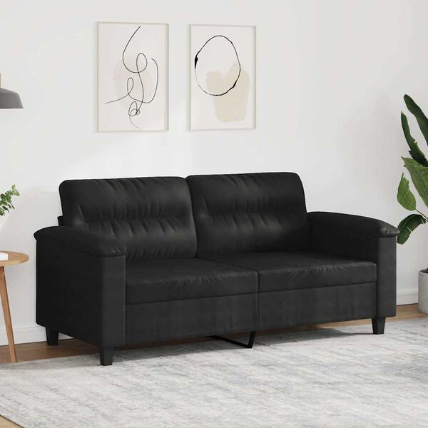 vidaXL 2-Sitzer-Sofa Schwarz 140 cm Mikrofasergewebe