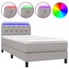 vidaXL Boxspringbett mit Matratze & LED Hellgrau 80x200 cm Stoff