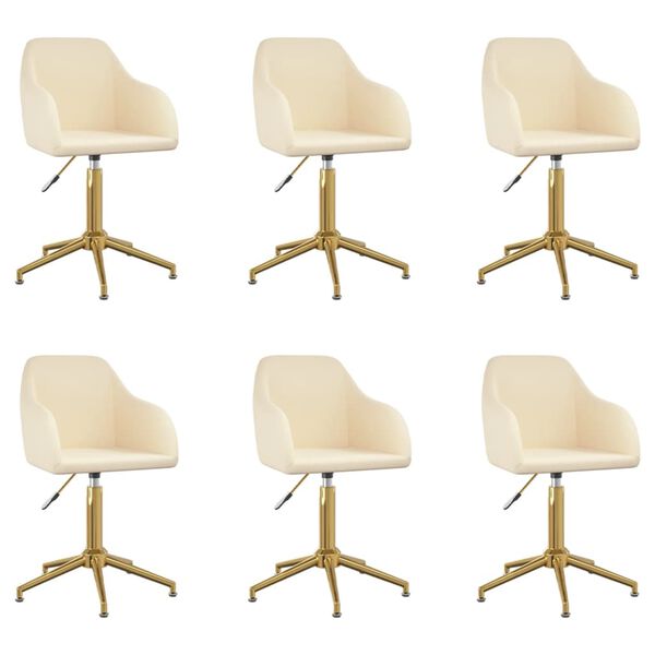 vidaXL Esszimmerst&uuml;hle 6 Stk. Drehbar Creme Samt