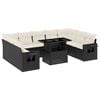 vidaXL 10-tlg. Garten-Sofagarnitur mit Kissen Schwarz Poly Rattan